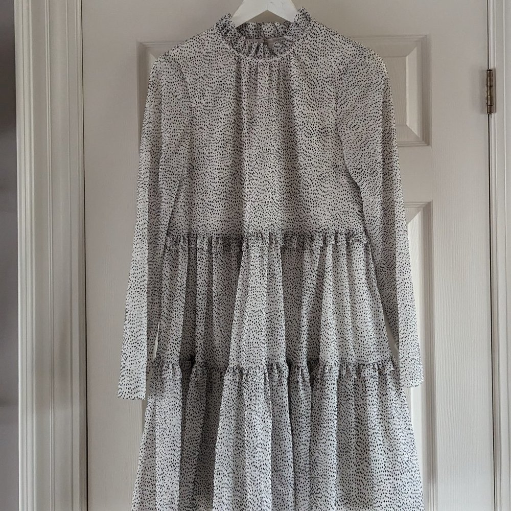TED BAKER white dress with black spots
